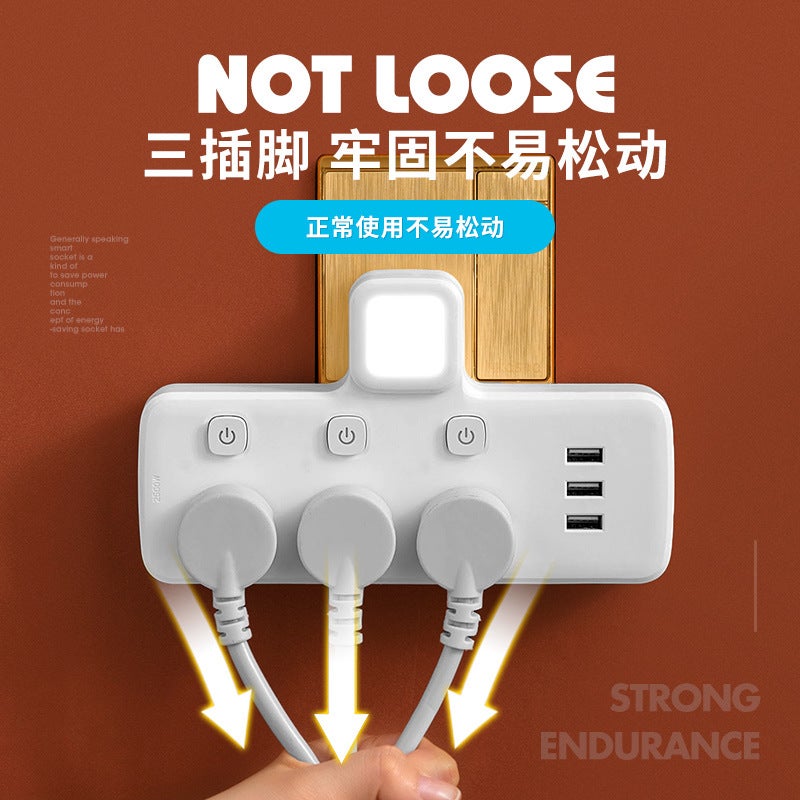 محول مقبس المكتب توصيل USB توسيع منزلي متعدد الوظائف لوحة توصيل لاسلكية متعددة المقابس مع أضواء - Image 4