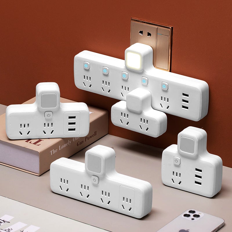 محول مقبس المكتب توصيل USB توسيع منزلي متعدد الوظائف لوحة توصيل لاسلكية متعددة المقابس مع أضواء - Image 2