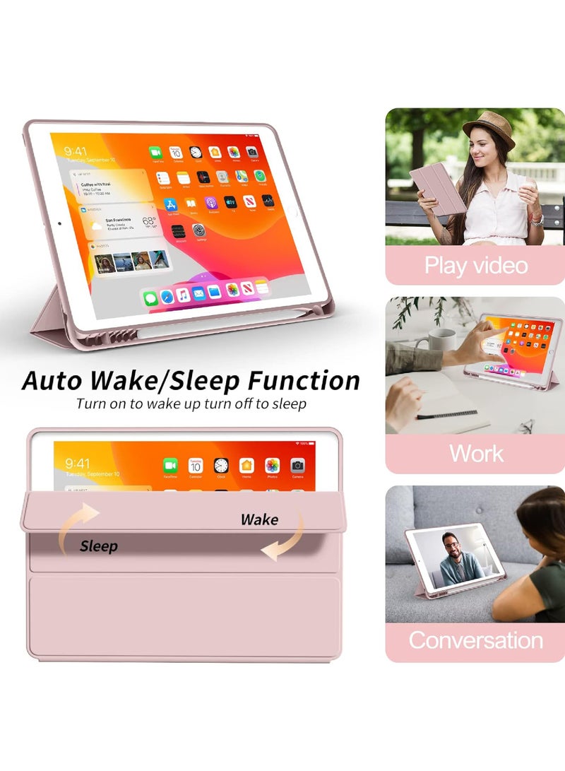 روك بو حافظة لجهاز iPad من الجيل التاسع/الثامن/السابع مقاس 10.2 بوصة مع خاصية السكون/التشغيل التلقائي، حافظة ذكية خفيفة الوزن قابلة للطي ثلاثية الطيات مع حامل قلم رصاص لجهاز iPad 10.2 2021/2020/2019 - Image 5