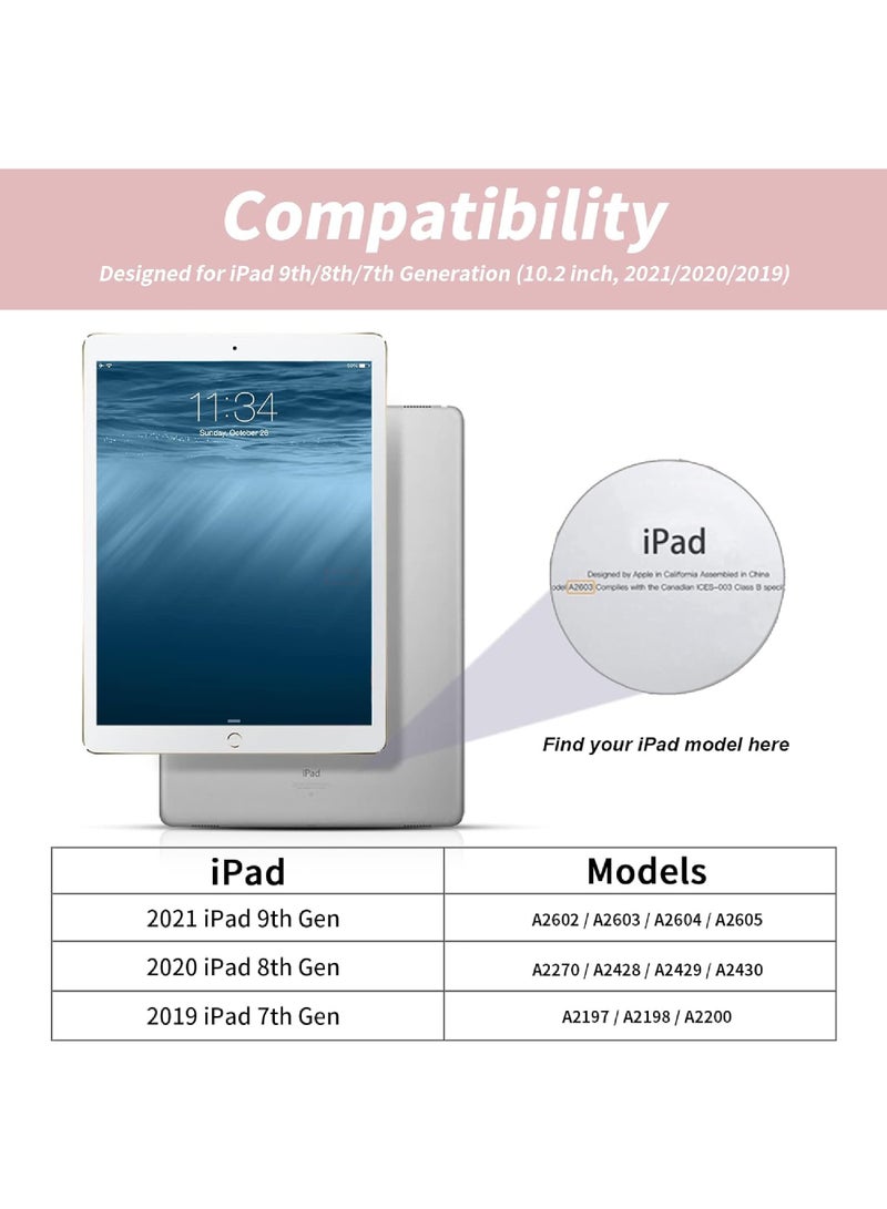 روك بو حافظة لجهاز iPad من الجيل التاسع/الثامن/السابع مقاس 10.2 بوصة مع خاصية السكون/التشغيل التلقائي، حافظة ذكية خفيفة الوزن قابلة للطي ثلاثية الطيات مع حامل قلم رصاص لجهاز iPad 10.2 2021/2020/2019 - Image 2