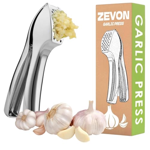 ZEVON Garlic Crusher Presser Garlic Press Multi-Function Manual Portable Garlic Crusher Ginger Mincer Garlic Presser Curved Garlic Grinding Slicer for Kitchen, Medium - Image 1