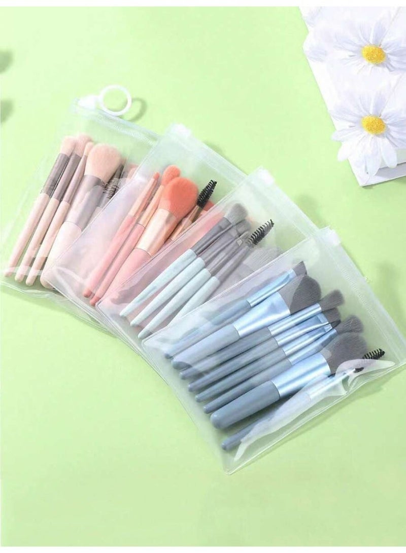 8-Piece Makeup Brush – Soft Synthetic Bristles – Face, Eye & Eyebrow Brushes – Blue and Grey Handles – Professional Cosmetic Brush Kit - Image 3