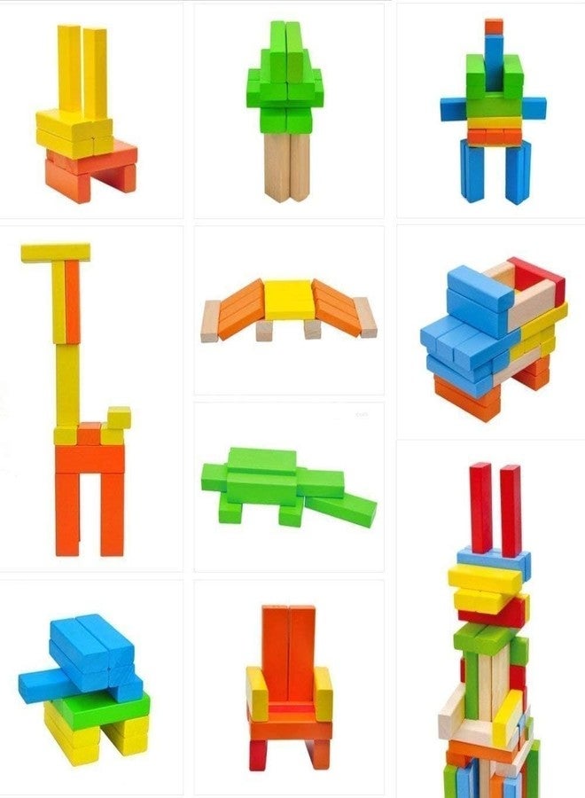 ODMART Tower Puzzle Blocks Game for Kids and Adults | Colorful Wooden Stacking Game | Challenging Math Game | 54 Pcs Blocks with 2 Dice | Fun Family Activity (Multi Color) - Image 4
