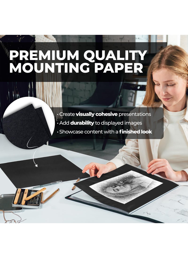 Dunwell Dunwell 11x14 Art Portfolio Binder with Mounting Paper (Ruby), Large Portfolio Folder for Artwork Storage, 24 Sleeves Displays 48 Pages, Acid-Free Poly 11 x 14 Presentation Book  - Image 4