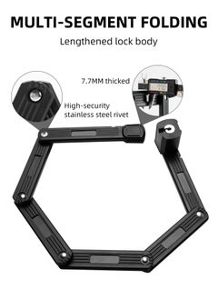 Excefore Anti-Theft Folding Bike Lock, Bold Diameter 0.7cm, High-Strength ABS Material, Portable Folding Key Lock Bicycle Motorcycle Electric Vehicle  - Image 2