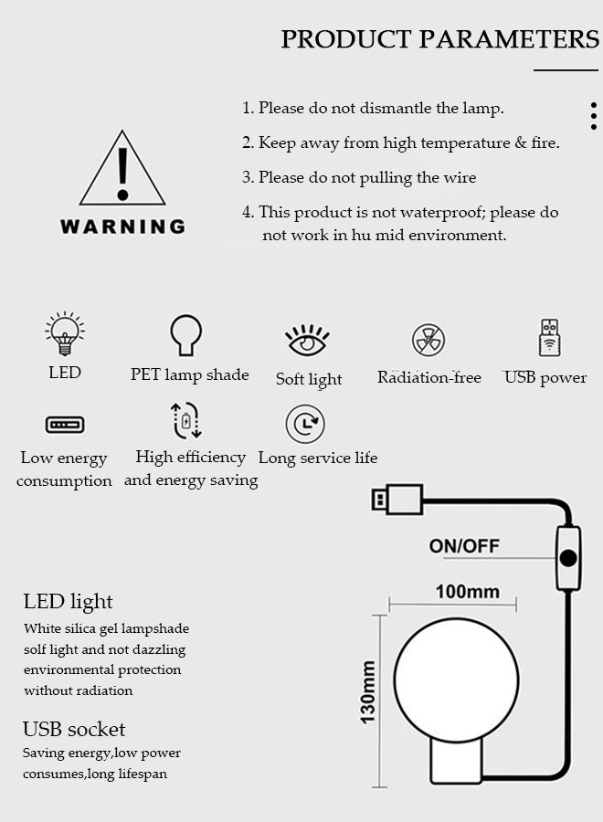 DUNISO Glass Globe LED Star Night Light for Kids Students Night Lamp with USB Charging Port Night Stand Light for Bedroom Living Room Study Room Dorm Office - Image 3