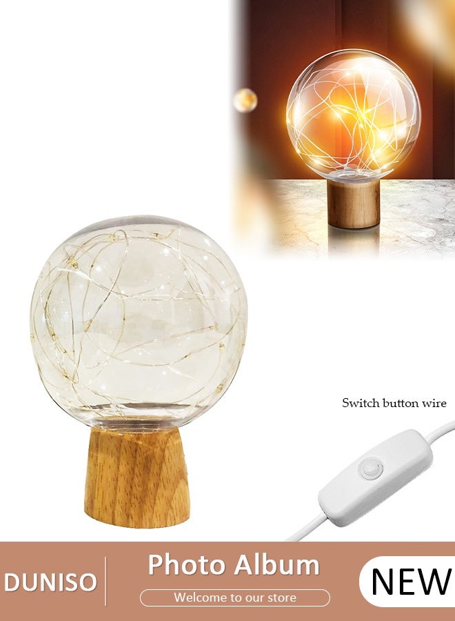DUNISO Glass Globe LED Star Night Light for Kids Students Night Lamp with USB Charging Port Night Stand Light for Bedroom Living Room Study Room Dorm Office - Image 1