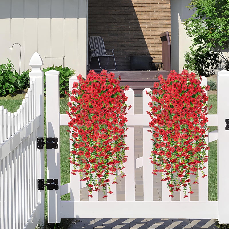 Hrobek Fake Artificial Hanging Flowers for Outdoors Decoration, 2 PCS Faux UV Resistant Artificial Outdoor Flowers, Fake Plants Look Real Daisy No Fade Spring Decor for Porch Home Patio Balcony and Yard - Image 3