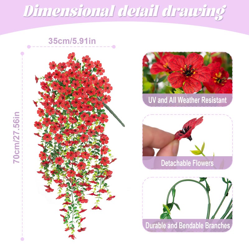 Hrobek Fake Artificial Hanging Flowers for Outdoors Decoration, 2 PCS Faux UV Resistant Artificial Outdoor Flowers, Fake Plants Look Real Daisy No Fade Spring Decor for Porch Home Patio Balcony and Yard - Image 2