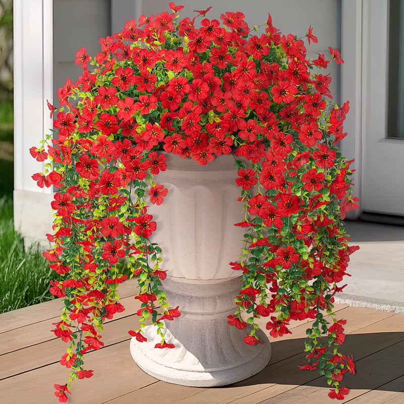 Hrobek Fake Artificial Hanging Flowers for Outdoors Decoration, 2 PCS Faux UV Resistant Artificial Outdoor Flowers, Fake Plants Look Real Daisy No Fade Spring Decor for Porch Home Patio Balcony and Yard - Image 1