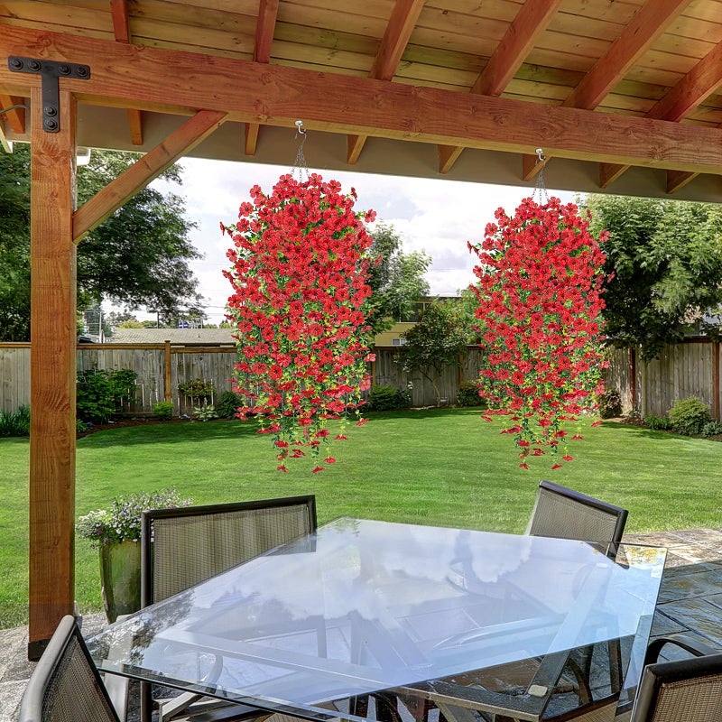 Hrobek Fake Artificial Hanging Flowers for Outdoors Decoration, 2 PCS Faux UV Resistant Artificial Outdoor Flowers, Fake Plants Look Real Daisy No Fade Spring Decor for Porch Home Patio Balcony and Yard - Image 5