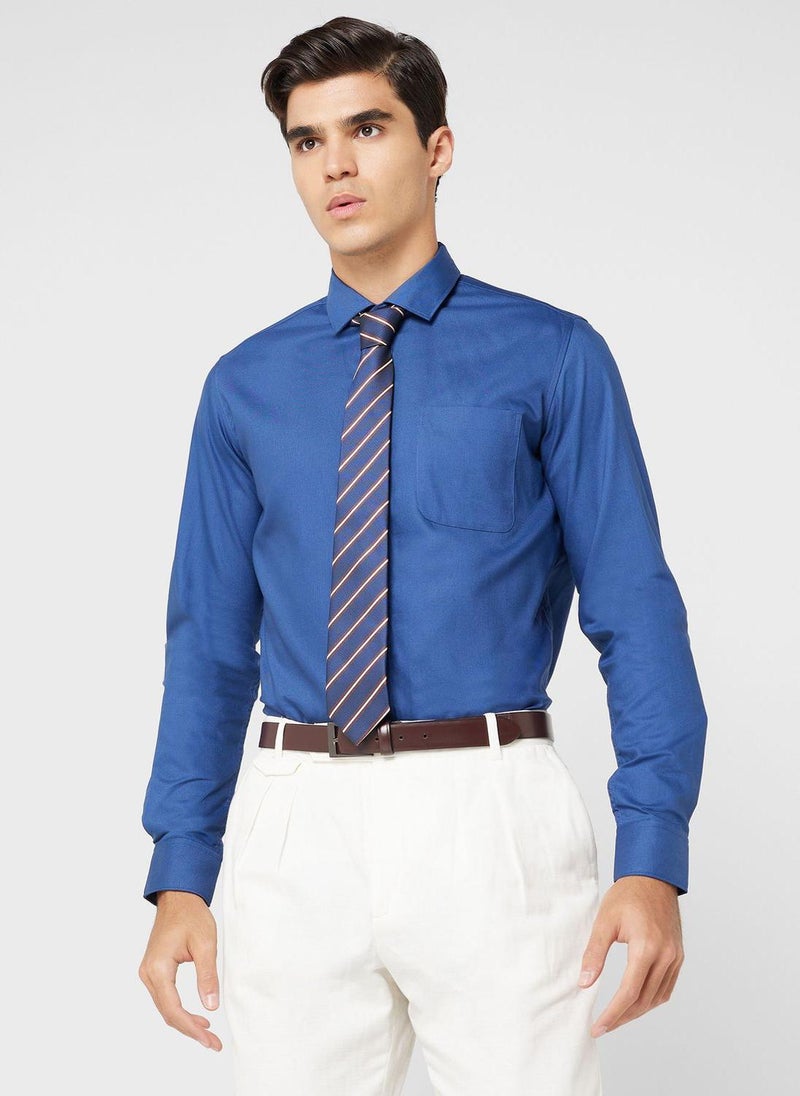 Robert Wood - Pure Cotton Formal Shirt With Full Sleeve & Semi Cutaway Collar - Image 1