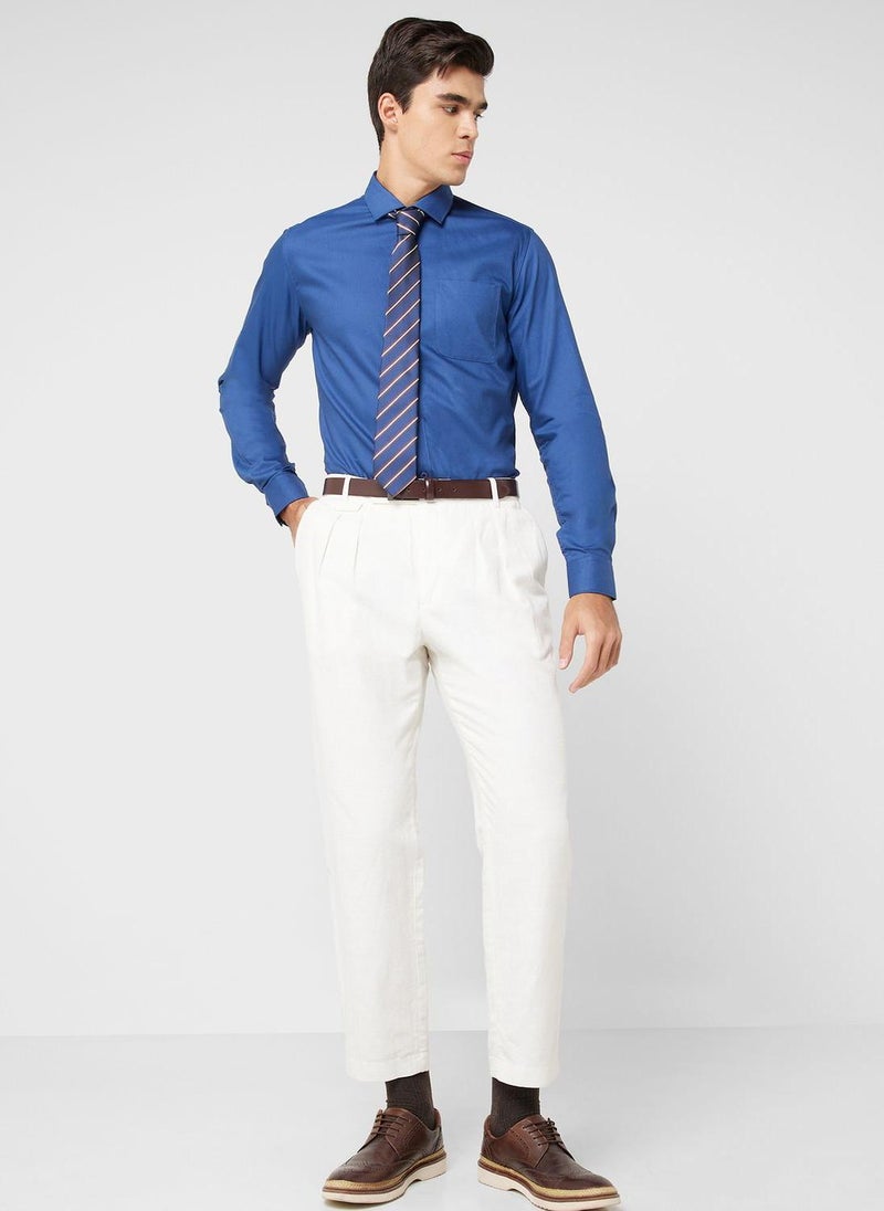 Robert Wood - Pure Cotton Formal Shirt With Full Sleeve & Semi Cutaway Collar - Image 1