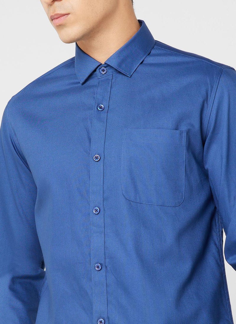 Robert Wood - Pure Cotton Formal Shirt With Full Sleeve & Semi Cutaway Collar - Image 1