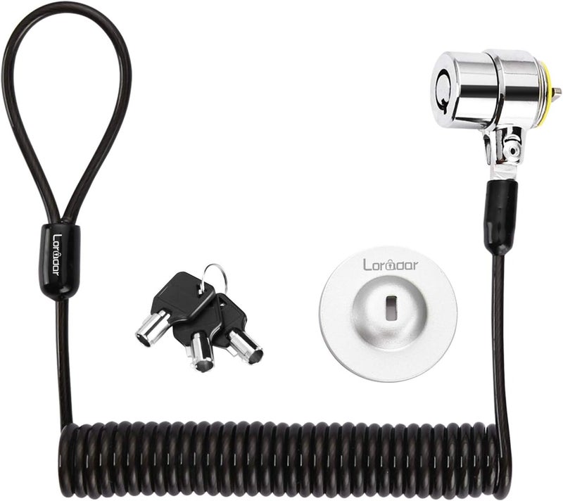 LORADAR Security Hardware Cable Lock Kit,Retractable Cable Lock Portable Keyed Laptop Lock 3 Keys 6.2Ft for Monitors, Laptops, MacBooks, Tablets, iPad,Mac mini, (Keyed Different) - Image 1