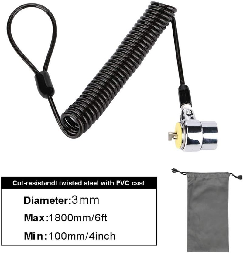 LORADAR Security Hardware Cable Lock Kit,Retractable Cable Lock Portable Keyed Laptop Lock 3 Keys 6.2Ft for Monitors, Laptops, MacBooks, Tablets, iPad,Mac mini, (Keyed Different) - Image 3