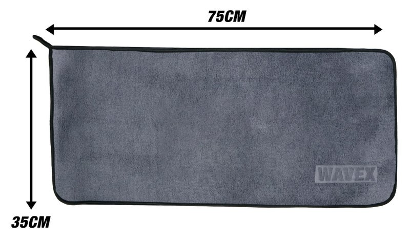 WaveX Microfiber Cleaning Towel – 500 GSM, 35x75 cm and Microfiber 2-in-1 Car Wash Mitt - Dual-Sided for Car Wash & Car Wax - Gentle & Effective Cleaning - Image 2