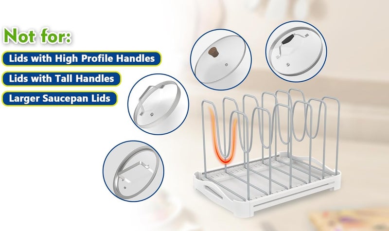 EVERIE Adjustable Bakeware Organizer Pot Lid Holder Rack for Pots, Cake Molds, Cutting Boards, Mats, Cookware, GS02SS, 7.7'' Deep by 12.6'' to 21.5'' Wide - Image 5