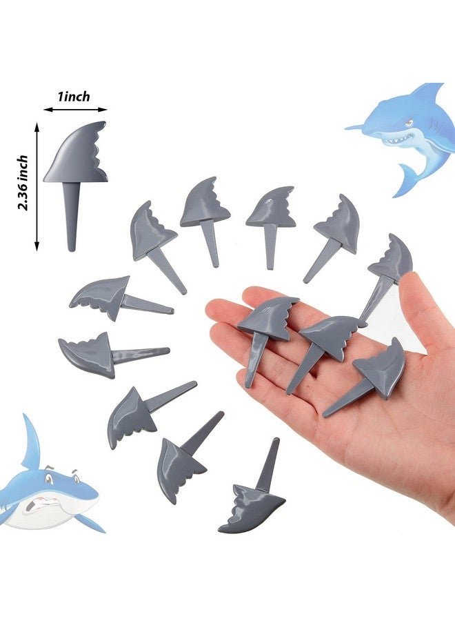 Blulu 36 Pcs Shark Fin Cupcake Toppers Shark Fin Cake Toppers Picks for Ocean Animals Theme Party Family Baby Shower Birthday Party Summer Holiday Decorations - Image 2