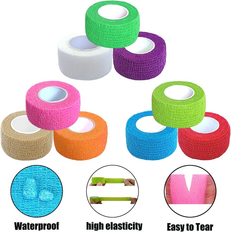 Erewa 12 Pack Self Adhesive Wrap Bandage  Vet Wrap for Pets Stretch SelfAdherent Cohesive Tape Breathable Athletic Tape Rolls 1 Inches x 5 Yards Each 12 Colors - Image 5