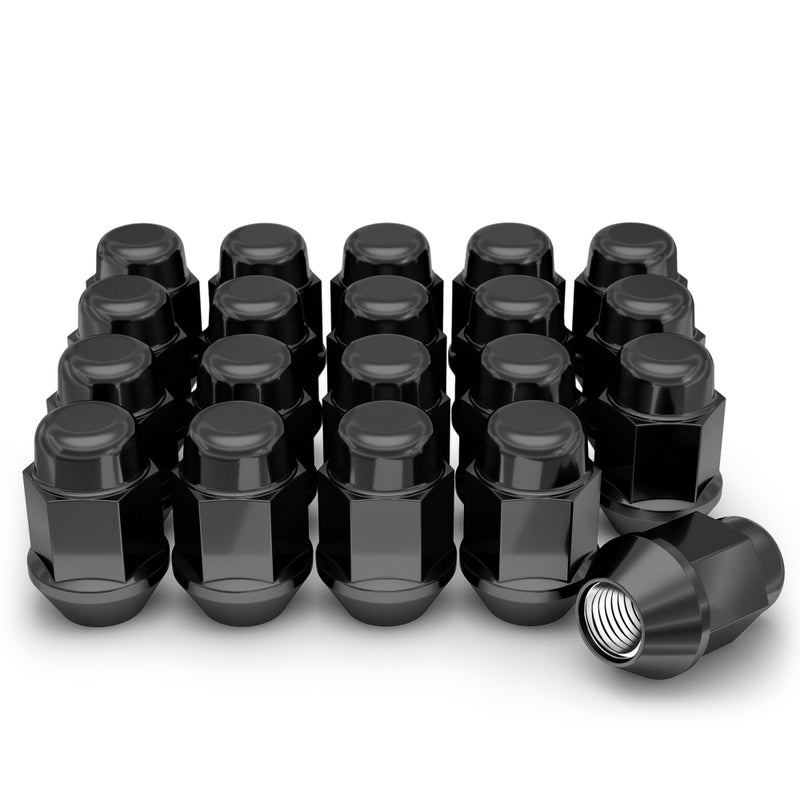 White Knight White Knight 1/2"-20 Thread Lug Nuts for Aftermarket or Factory Wheels - 20 Chrome Black Lug Nuts - Bulge Acorn Seating - Carbon Steel for Durable Construction & Easy Installation - 1704SBK-20AM - Image 1
