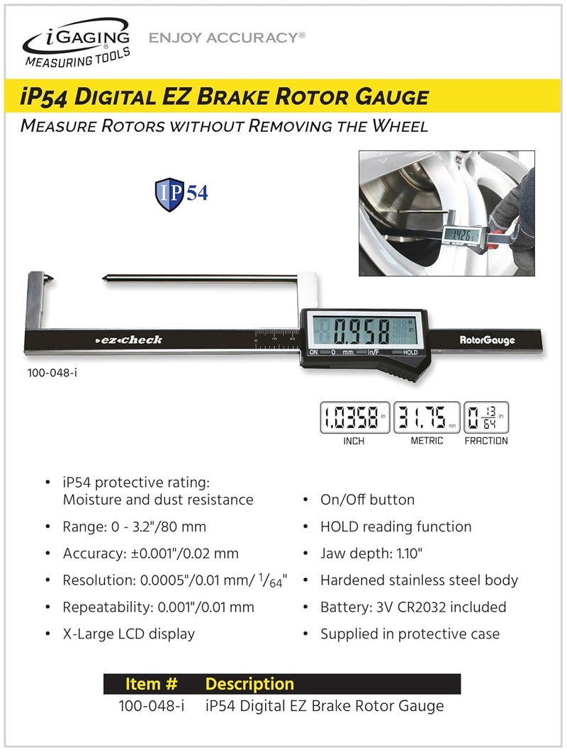 iGaging Brake Rotor Gauge Wheels On Large Digital Electronic Display Caliper - Image 4