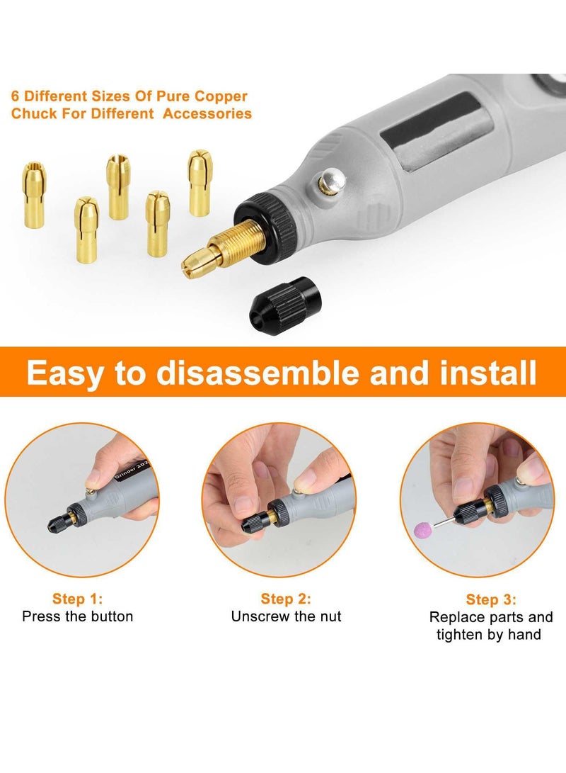 XiuWoo DIY Small Cordless USB Rechargeable Electric Grinder With Led Light , Household Hand-held Electric Polishing Tool For Jade Engraving, Power Tool for Sanding, Polishing, Drilling - Image 4