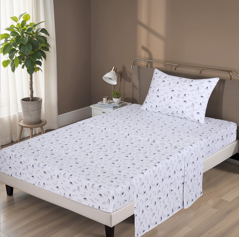 ZOYER Flannel Twin Sheets Set - Soft & Comfy Deep Pocket Cotton Flannel Bedding  Fitted Up to 16""  Double Brushed Twin Size Bed Sheet Sets  3 Pieces  Peguin Edge - Image 2