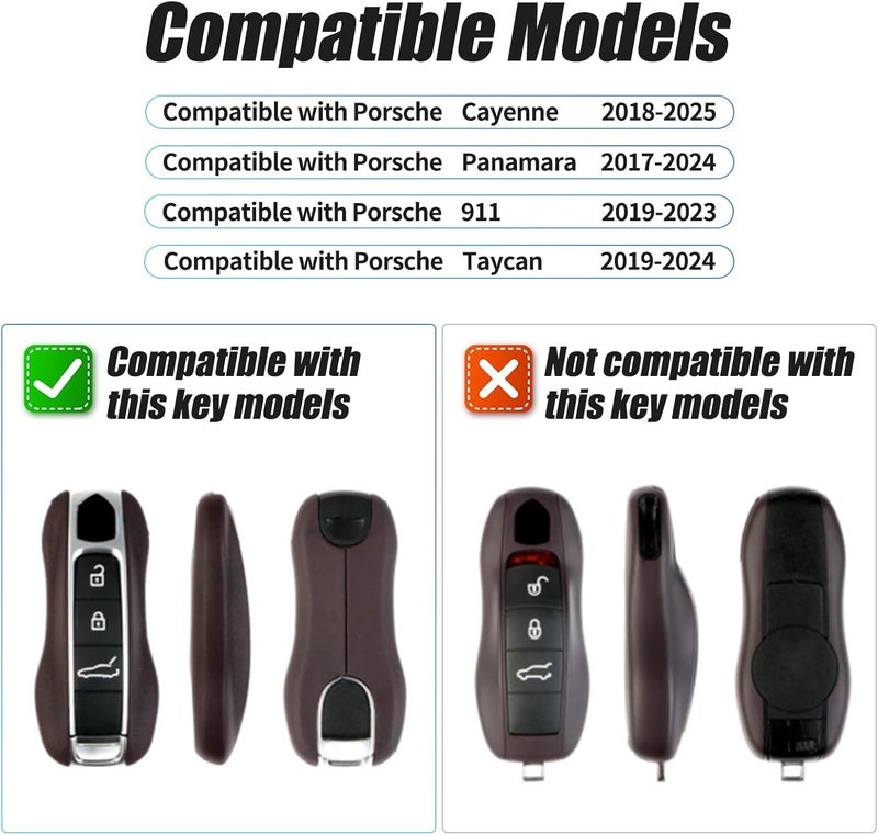 Pearl White Key Fob Cover Compatible with Porsche Cayenne 2018-2025, Panamera 2017-2024, 911 2019-2023, Taycan 2019-2024, Compatible with Porsche Key Fob Cover - Image 2