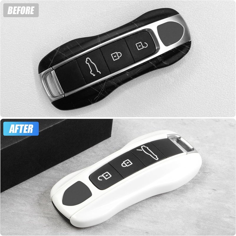 Pearl White Key Fob Cover Compatible with Porsche Cayenne 2018-2025, Panamera 2017-2024, 911 2019-2023, Taycan 2019-2024, Compatible with Porsche Key Fob Cover - Image 4