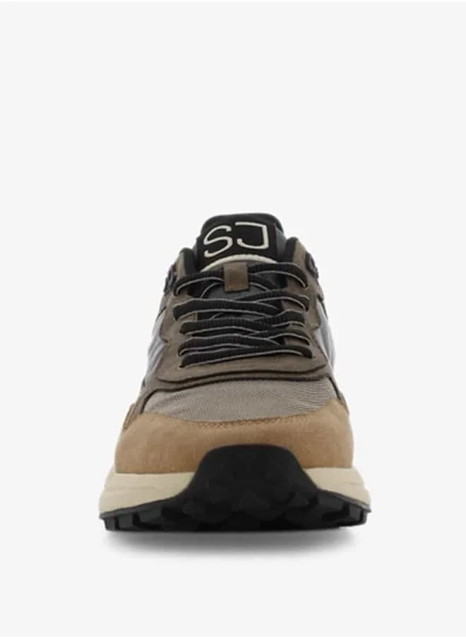 SJ Men's Panelled Lace-Up Low Ankle Sneakers