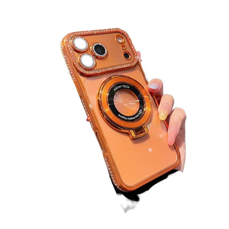 Silicone MagSafe Case for iPhone 16 / 16 Plus / 16 Pro / 16 Pro Max with Drop Protection and Kickstand plus Shockproof plus Strong Magnetic in Orange - Layan Lure - Image 1