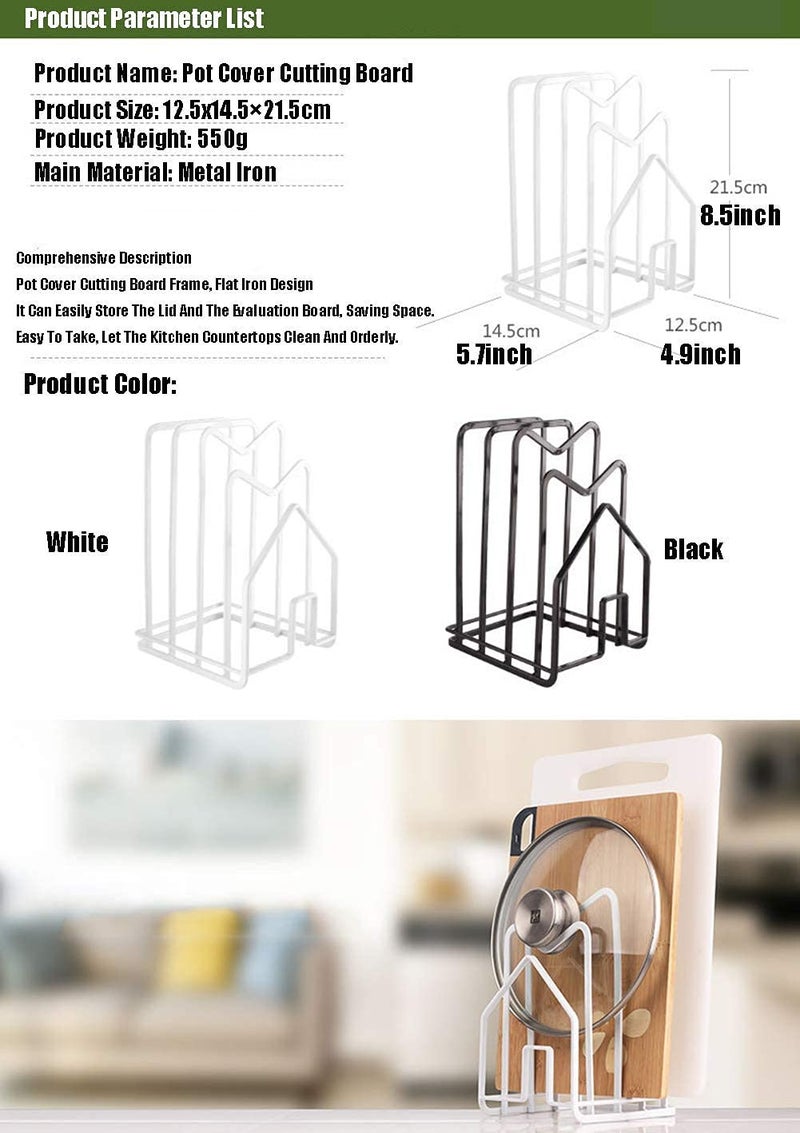 INDIAN DECOR 28612 Metal Pot Lid Kitchen Cabinet Storage Organizer Rack black - Image 5