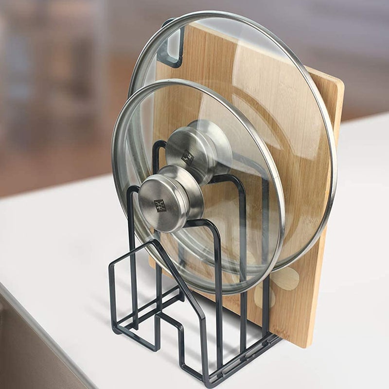 INDIAN DECOR 28612 Metal Pot Lid Kitchen Cabinet Storage Organizer Rack black - Image 2