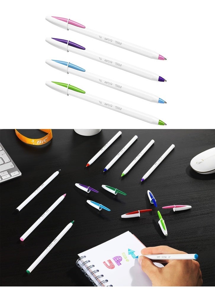 بيك أقلام حبر جاف كريستال أب من بيك، عبوة متنوعة من 4 أقلام متوسطة الحجم للكتابة، باللون الأسود والأزرق والأحمر والأخضر - Image 4