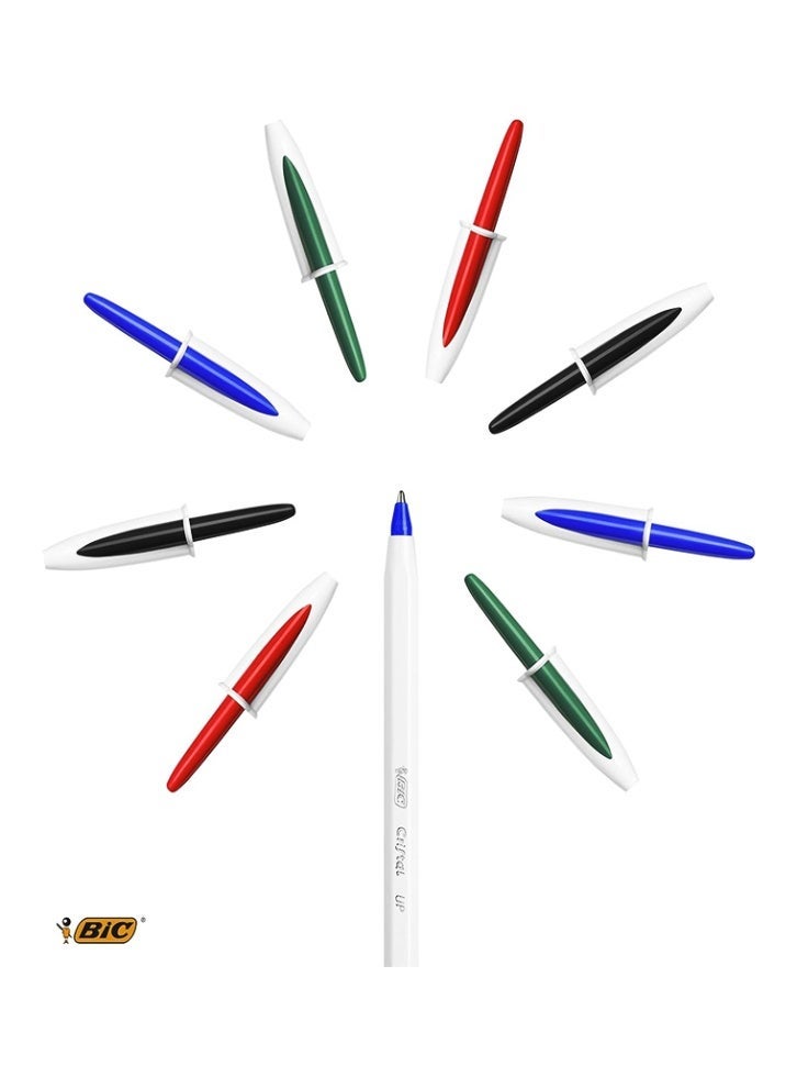 بيك أقلام حبر جاف كريستال أب من بيك، عبوة متنوعة من 4 أقلام متوسطة الحجم للكتابة، باللون الأسود والأزرق والأحمر والأخضر - Image 3