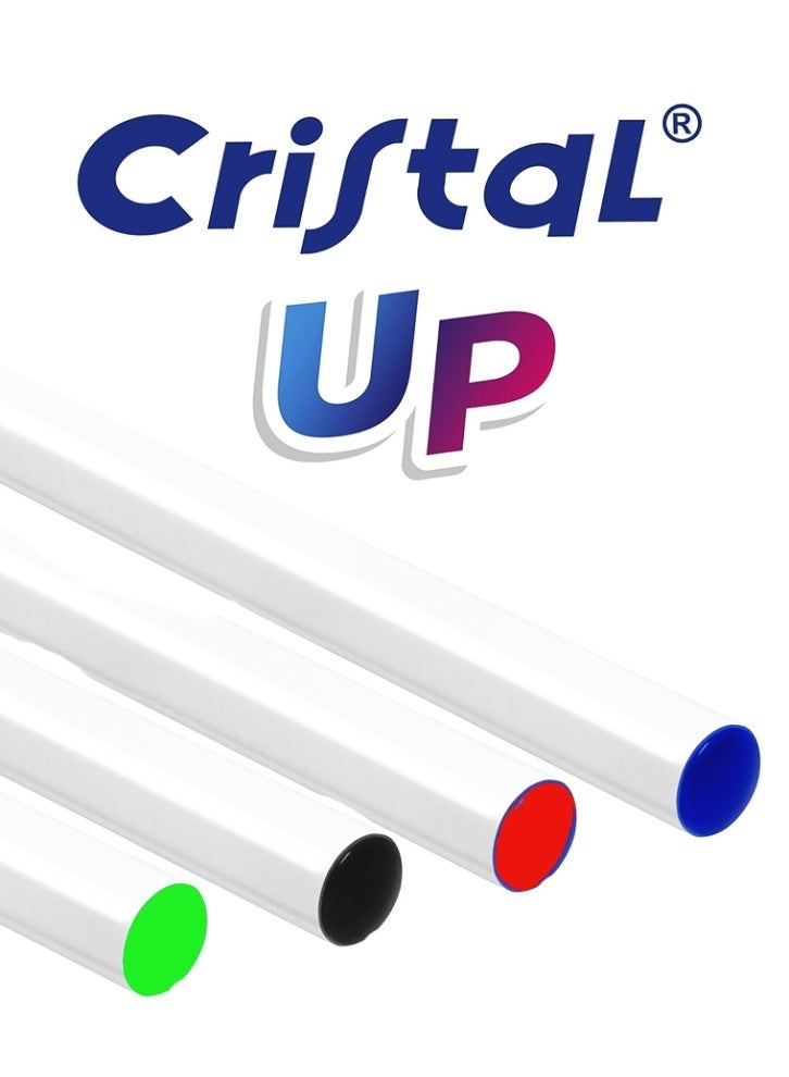 بيك أقلام حبر جاف كريستال أب من بيك، عبوة متنوعة من 4 أقلام متوسطة الحجم للكتابة، باللون الأسود والأزرق والأحمر والأخضر - Image 2