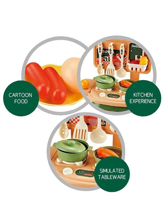 Kitchen Playset, 30PCS Pretend Play Kitchen Toys, Realistic Play Kitchen Toy, Imitated Cooking Playset, Indoor/Outdoor Kitchenette, Toddler Mini Kitchen Set, Kitchen Accessories Set Toy with Cooking Stove  Toy Food  Cookware, Birthday Gifts for 3+ Years Old Girls - Image 4