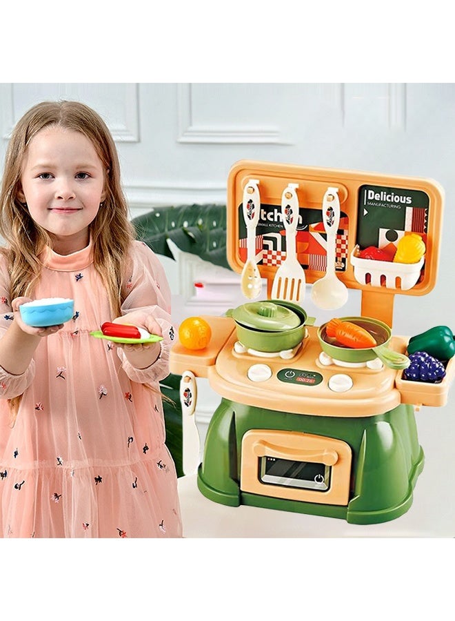 Kitchen Playset, 30PCS Pretend Play Kitchen Toys, Realistic Play Kitchen Toy, Imitated Cooking Playset, Indoor/Outdoor Kitchenette, Toddler Mini Kitchen Set, Kitchen Accessories Set Toy with Cooking Stove  Toy Food  Cookware, Birthday Gifts for 3+ Years Old Girls - Image 3