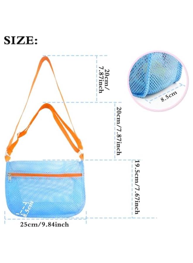 Beach Shell Bags - 3Pcs Seashell Collecting Bags for Holding Beach Shell with Adjustable Shoulder Straps, Sand Toys for Kids Picking Up Shells  - Image 2
