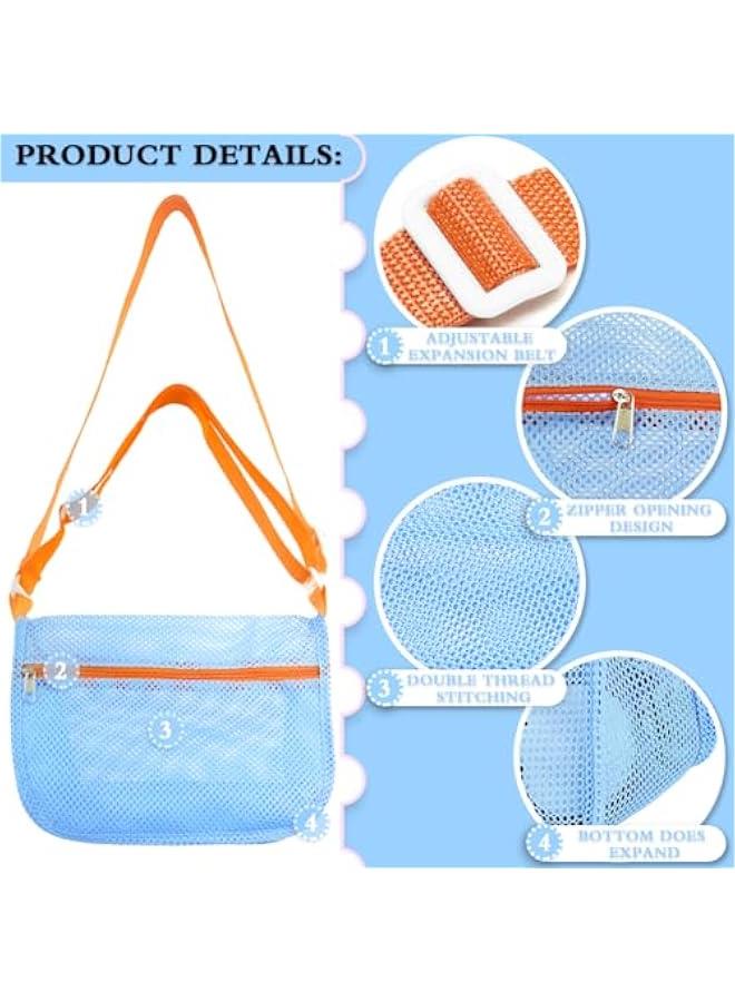 Beach Shell Bags - 3Pcs Seashell Collecting Bags for Holding Beach Shell with Adjustable Shoulder Straps, Sand Toys for Kids Picking Up Shells  - Image 3