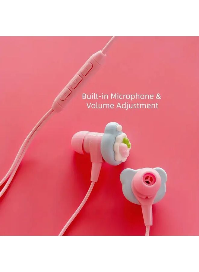 Pink Wired Headphones Type C Plug Play Semi In Ear Built In Microphone Volume Control HD Sound - Image 3
