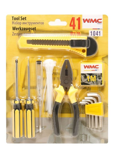 WMC TOOLS 41 pcs Tool Kit Screwdriver Pliers, Combination Tools, Screwdriver, Allen Key, Knife, Tape Measure