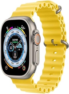 Generic Generic Silicone Hole Wavy Strap Compatible with Apple watch series 8 Ultra 49mm | 8 Ultra | 7 | 6 | 5 | 4 | 3 | SE - Yellow 