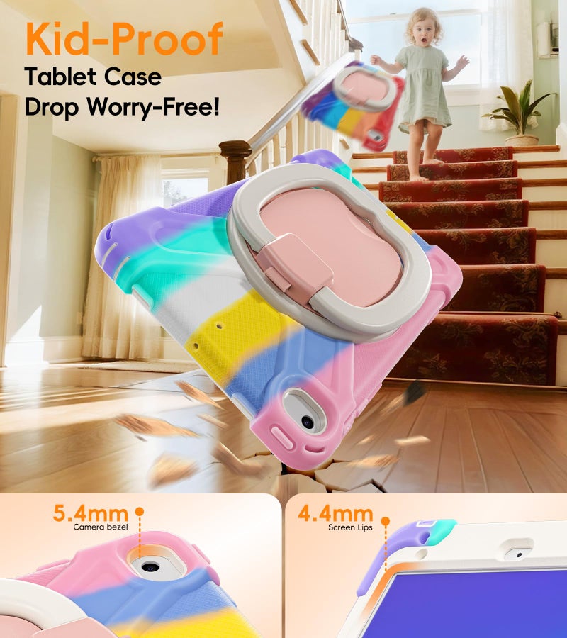 BATYUE for iPad mini 5/4 7.9 Inch Case (2019/2015), Kid-Proof Shockproof Cover with 360Â° Kickstand, Detachable Shoulder Strap & Pencil Holder for Girls and School - Cute Colourful Pink - Image 5