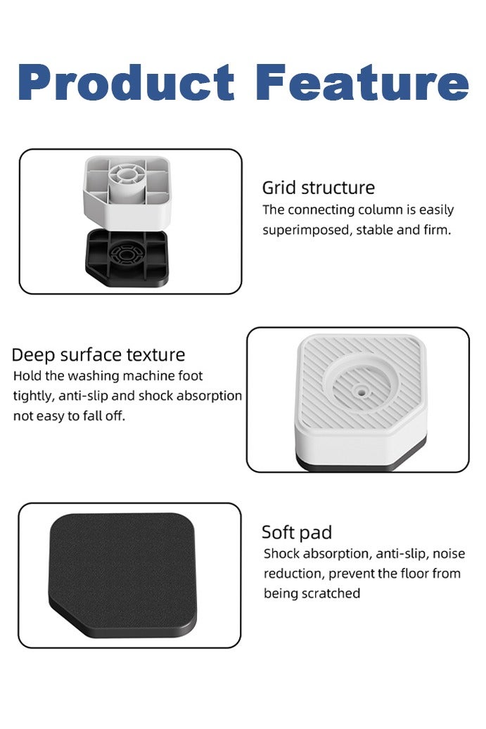 Anti Vibration Pads for Washing Machine, 4 Pcs Antivibration Stabilizer Support Feet Stops Washer Dryer Moving, Prevents Noise, Vibration Transfer - Image 3