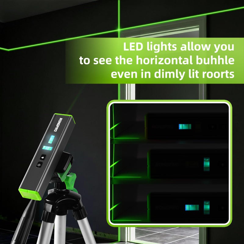 RONGPRO Portable Laser Level with Light -Multipurpose Magnetic Pocket Level 15Ft Cross Leveling Line,Mini Torpedo Level for Hanging Picture Wall Writing Home Renovation-Green line - Image 4