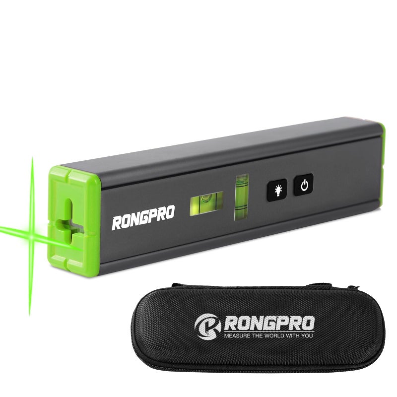 RONGPRO Portable Laser Level with Light -Multipurpose Magnetic Pocket Level 15Ft Cross Leveling Line,Mini Torpedo Level for Hanging Picture Wall Writing Home Renovation-Green line - Image 1