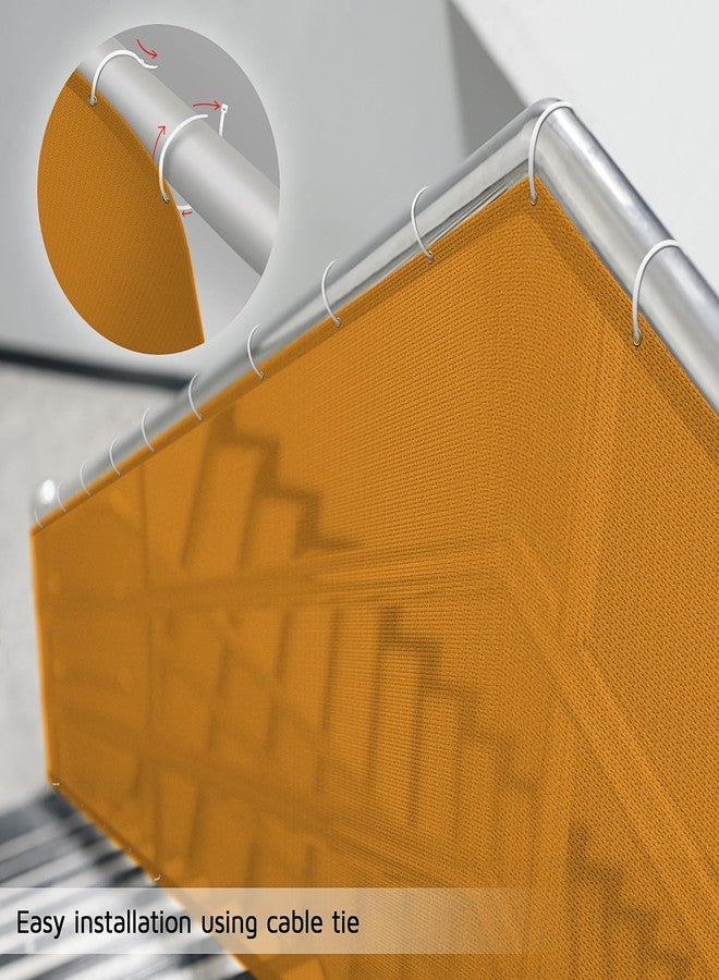 HIPPO Baby Safety Net for Balcony Child Protection Stairway Safety Net Railing Guard for Kids Staircase Protector with Tie-Cords Breathable Fabric Indoor Outdoor Use (1MTX3MT, Yellow) - Image 3