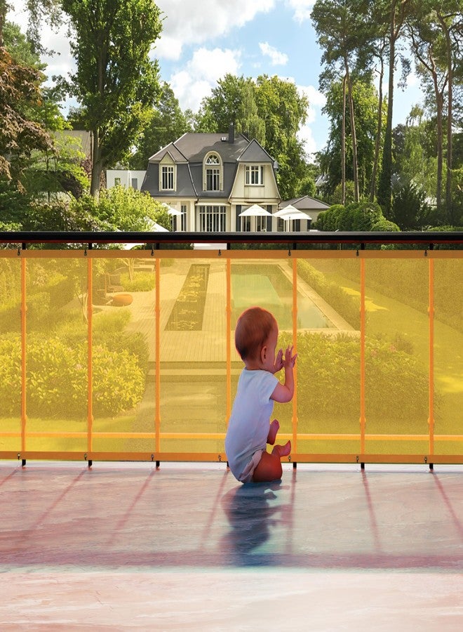 HIPPO Baby Safety Net for Balcony Child Protection Stairway Safety Net Railing Guard for Kids Staircase Protector with Tie-Cords Breathable Fabric Indoor Outdoor Use (1MTX3MT, Yellow) - Image 1